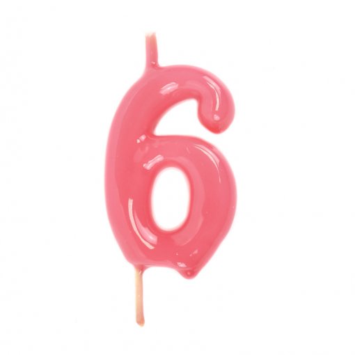 Vela Aniversário 6cm Rosa nº6