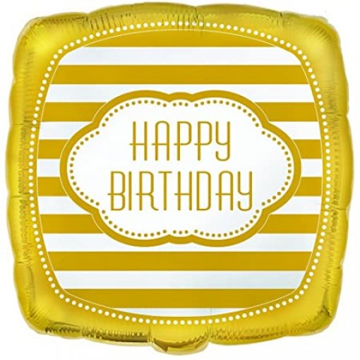 Balão Foil 18'' Happy Birthday Gold