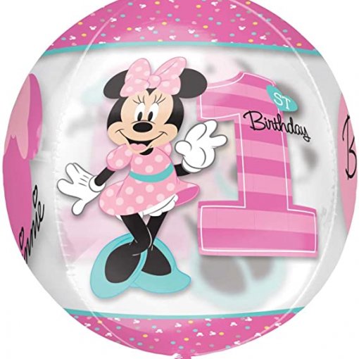 Balão Foil Orbz 38x40cm Minnie 1st Birthday