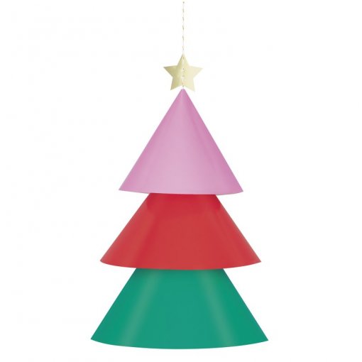 Decoração Pendente Árvore de papel colorida 38cm - natal