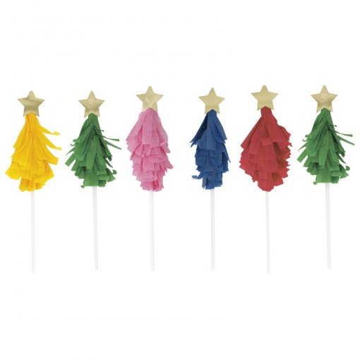 6 Topos de Bolo Natal coloridos 12,5cm