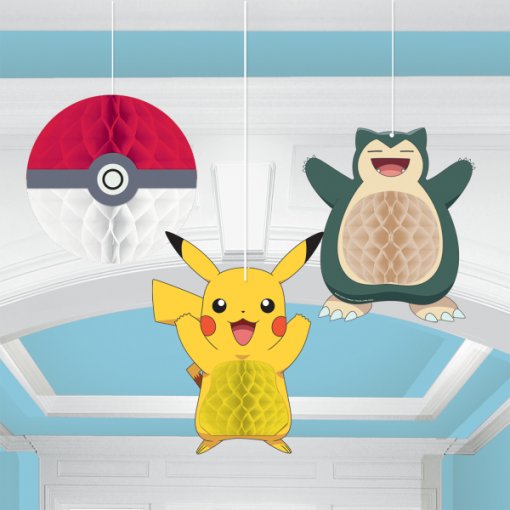 3 Decorações Pendentes Pikachu - Pokémon