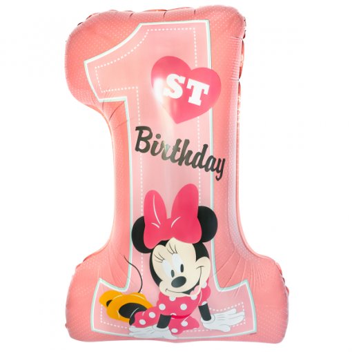 Balão Foil 48x71cm Minnie 1st Birthday