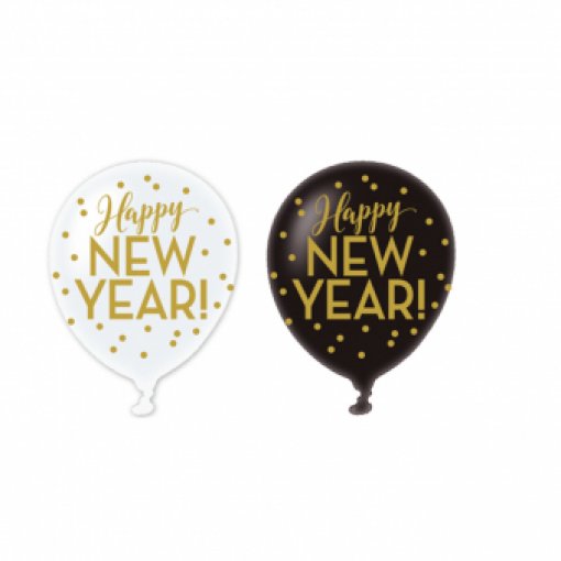 6 Balõs Latex 12'' Happy New Year