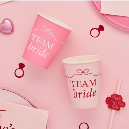 8 Copos 'Team Bride' Rosa
