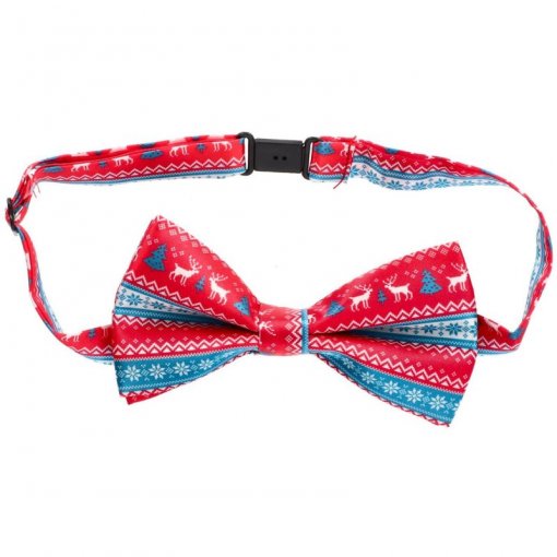 Laço de Pescoço Natal Xadrez Vermelho e Azul