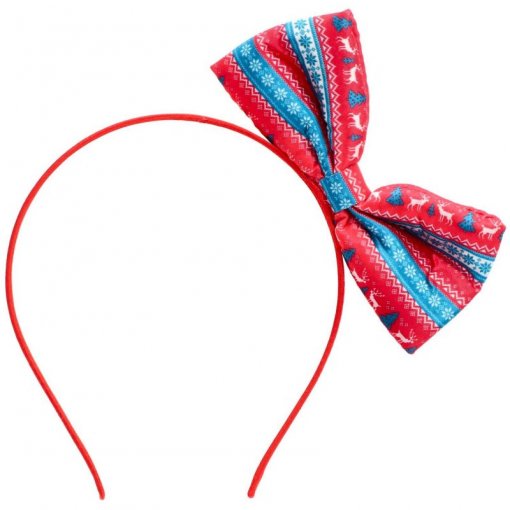 Bandolete Natal com Laço Xadrez Vermelho e Azul