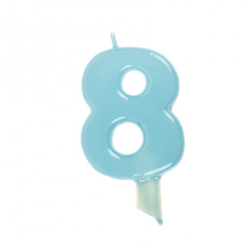 Vela de Aniversário Azul Claro 9,5cm nº8