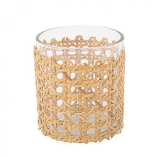 Suporte de Vela Tealight em vidro cannage natural 9x8cm