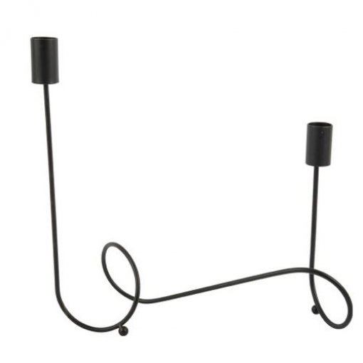 Suporte de Vela Duplo Metal Preto 27,5x30cm
