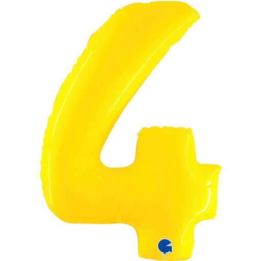Balão Foil 102cm Amarelo Fluo Número 4
