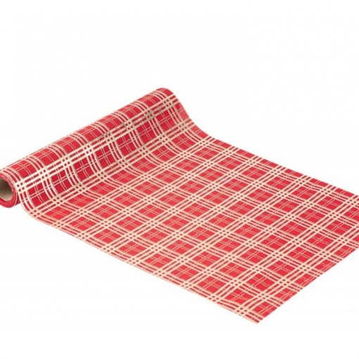 Corredor de mesa 28 cm x 3 m Xadrez Vermelho e Dourado