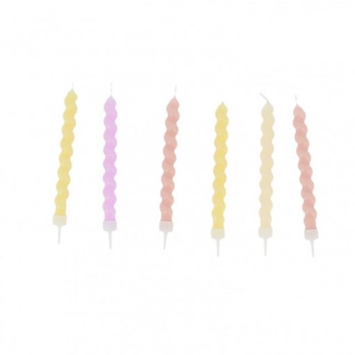 6 Velas de Aniversário Torcidas 8,5cm Degradé Amarelo e Rosa
