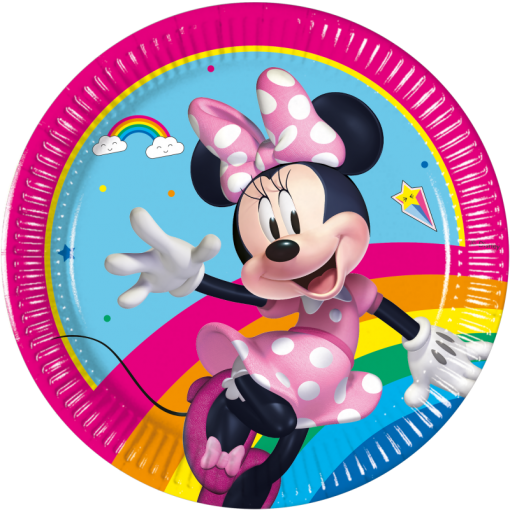 8 Pratos 20cm Minnie Rainbow Make Me Smile