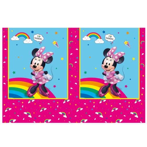 Toalha de Mesa 120x180cm Minnie Rainbow Make Me Smile