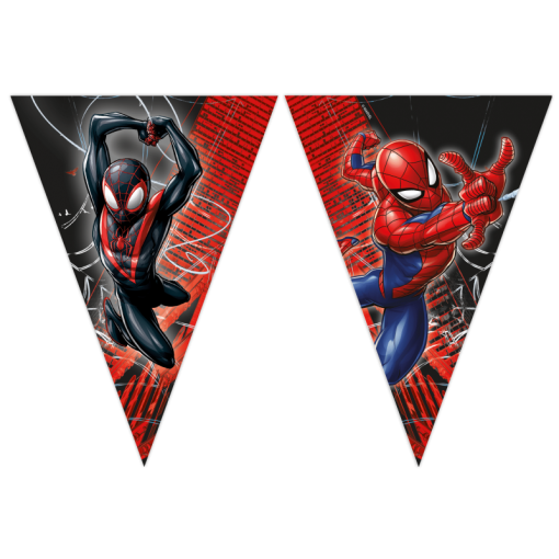 9 Bandeiras Triângulo 2,3m Spider-Man (Homem-Aranha) World of Web 