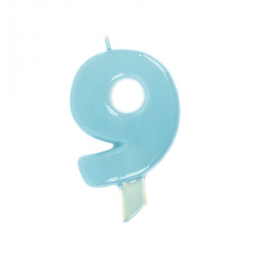 Vela de Aniversário Azul Claro 9,5cm nº9