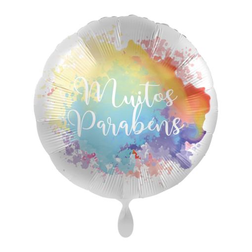 Balão Foil 43cm Muitos Parabéns Arco-Íris