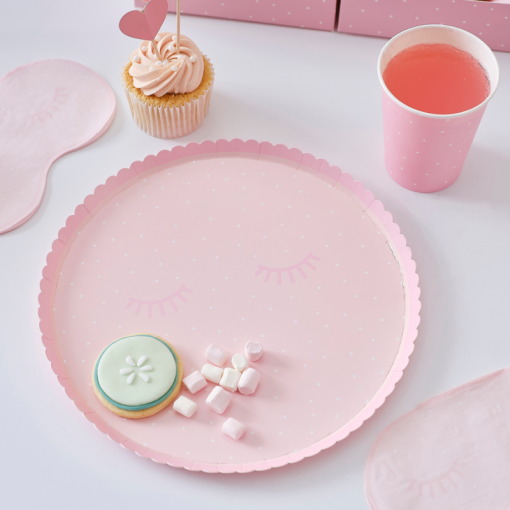 8 Pratos 25cm Pink Polka Dot Pamper Party