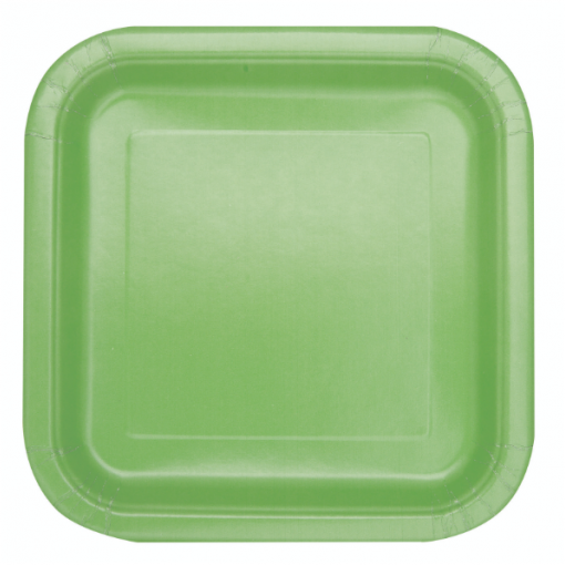 16 Pratos Quadrados 18cm Verde Maçã