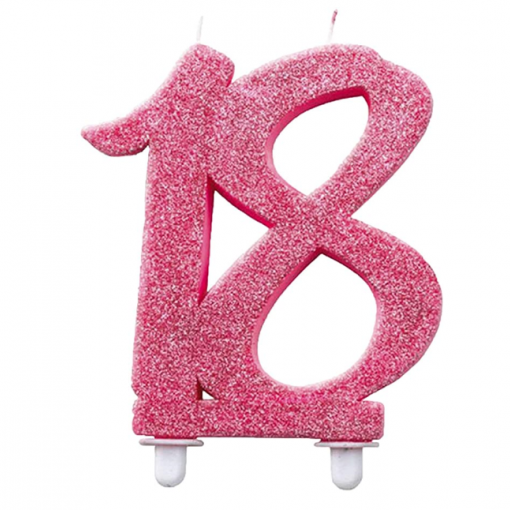 Vela Aniversário 12cm Glitter Rosa nº18