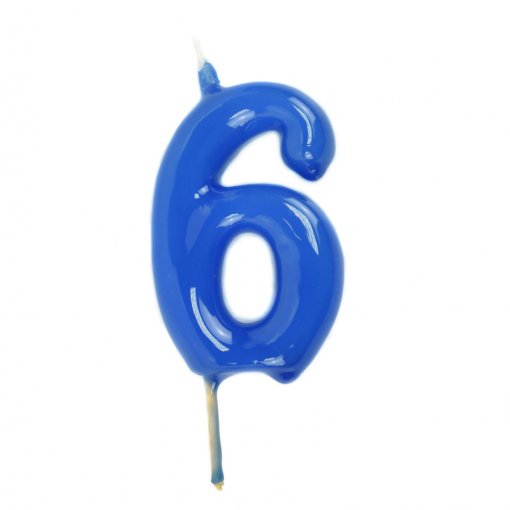 Vela Aniversário 6cm Azul Cian nº6