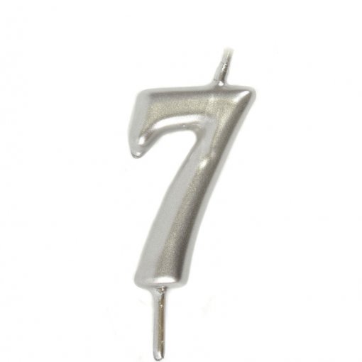 Vela Aniversário 6cm Prateado nº7