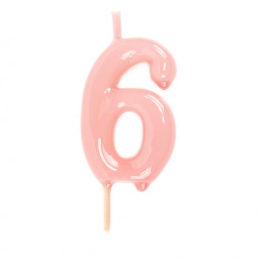 Vela Aniversário 6cm Rosa Claro nº6