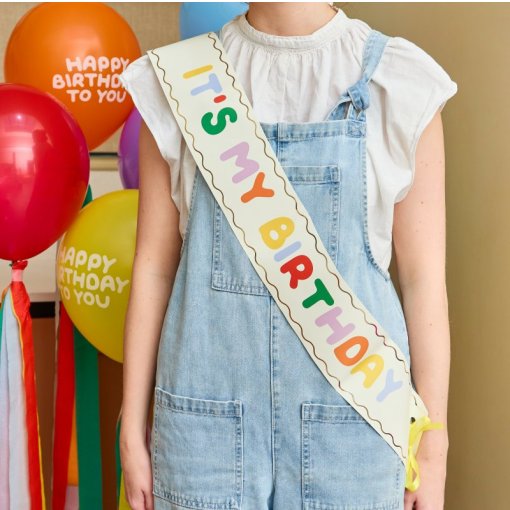 Faixa de Corpo It's My Birthday 79x10cm - Playful Brights