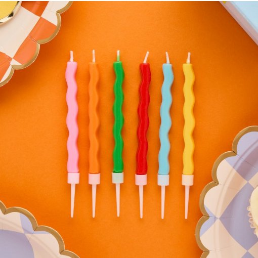12 Velas Onduladas Coloridas 13cm - Playful Brights