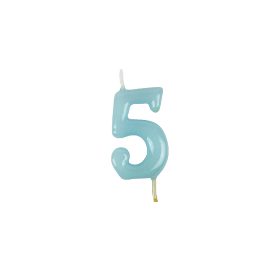 Vela Aniversário 6cm Azul Pastel nº5