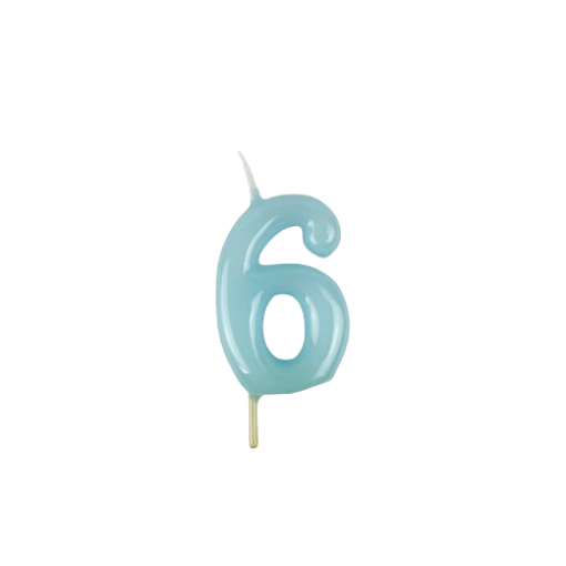 Vela Aniversário 6cm Azul Pastel nº6