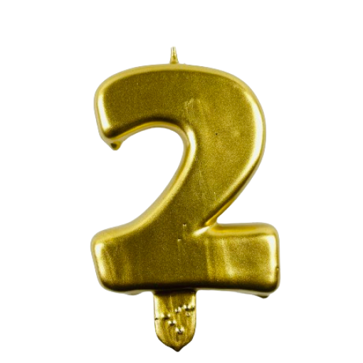 Vela de Aniversário Dourado 9,5cm nº2