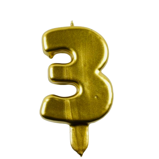 Vela de Aniversário Dourado 9,5cm nº3
