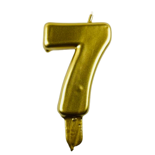 Vela de Aniversário Dourado 9,5cm nº7
