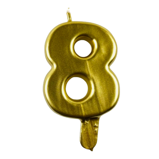 Vela de Aniversário Dourado 9,5cm nº8
