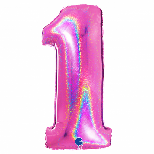 Balão Foil 102cm Holográfico Glitter Rosa nº1