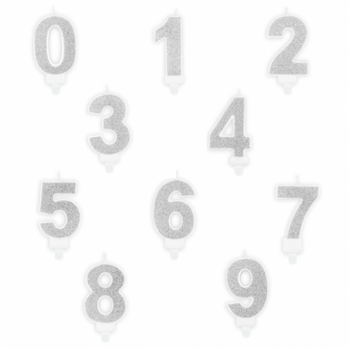 Sortido Velas de Aniversário 7cm Prateado Glitter