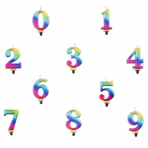 Sortido Velas de Aniversário 8cm Metálica Rainbow