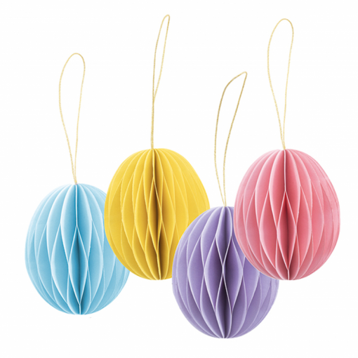 4 Decorações Pendentes 10cm Ovos da Páscoa Sortido