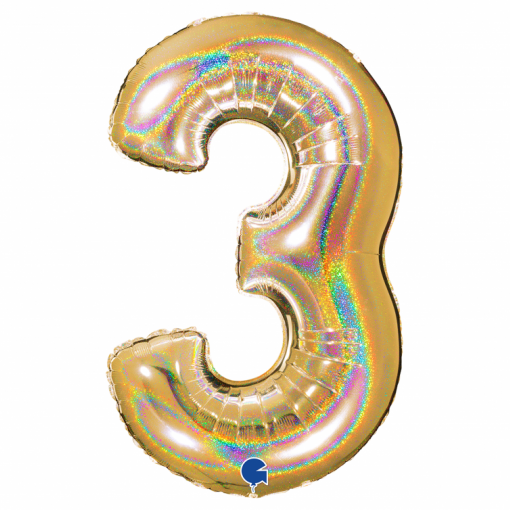 Balão Foil 102cm Holográfico Glitter Dourado nº3