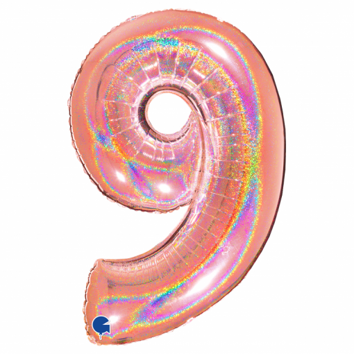 Balão Foil 102cm Holográfico Glitter Rose Gold nº9