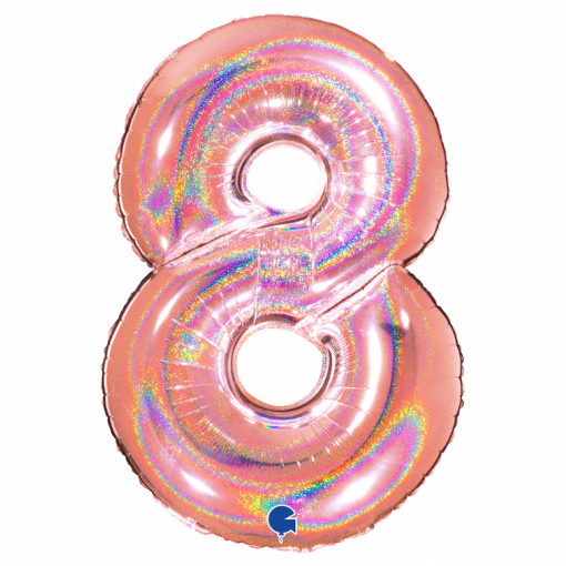 Balão Foil 102cm Holográfico Glitter Rose Gold nº8