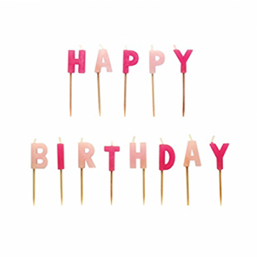 13 Velas de Aniversário Happy Birthday Rosa
