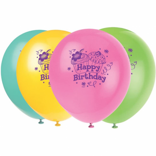 8 Balões Latex 12'' Cupcake Party