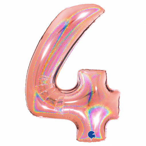 Balão Foil 102cm Holográfico Glitter Rose Gold nº4