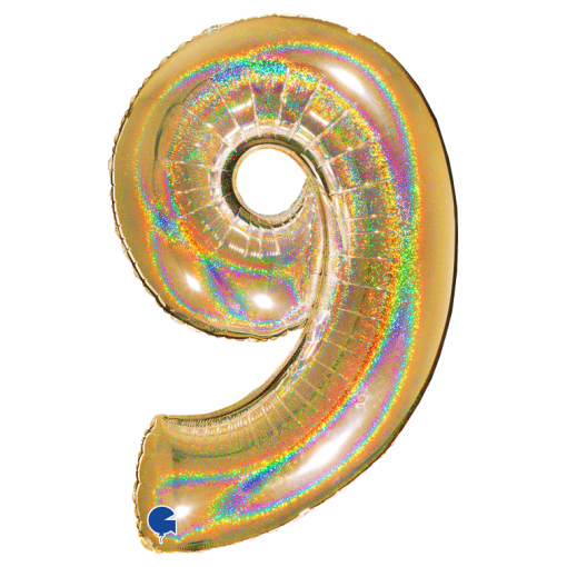 Balão Foil 102cm Holográfico Glitter Dourado nº9
