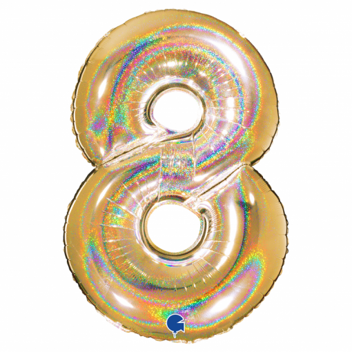 Balão Foil 102cm Holográfico Glitter Dourado nº8