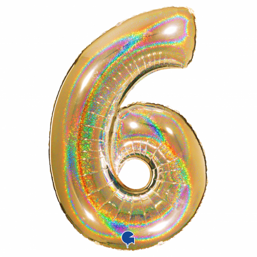 Balão Foil 102cm Holográfico Glitter Dourado nº6