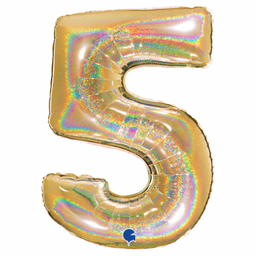 Balão Foil 102cm Holográfico Glitter Dourado nº5